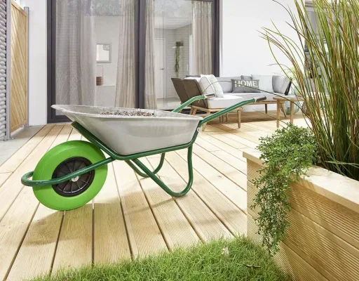 Wheelbarrow wheel PUNCTURE-PROOF - Ø ​​wheel 400 mm, PU foamed wheel, roller bearing, rim 75 mm, axle 20 mm, load capacity 100 kg