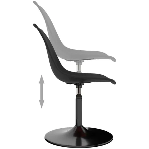 Dining room chairs, swivel, 2-piece, black PP
