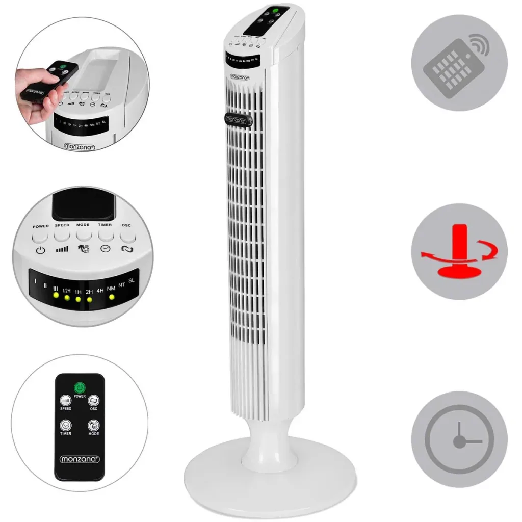 Tower fan with remote control, Turbofuncite & Aromabox white