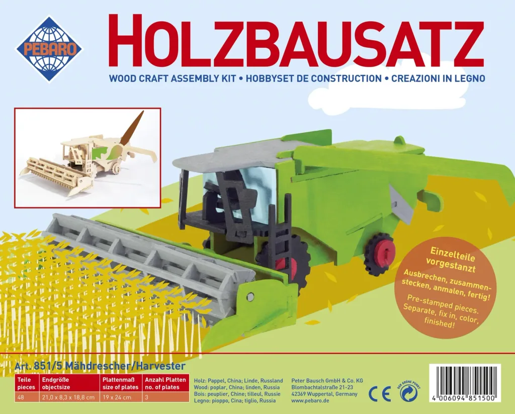 Wooden construction kit "Combine Harvester", 21 x 8.5 x 18.8 cm