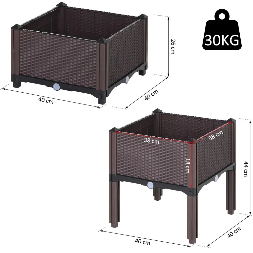2-part raised bed in rattan look