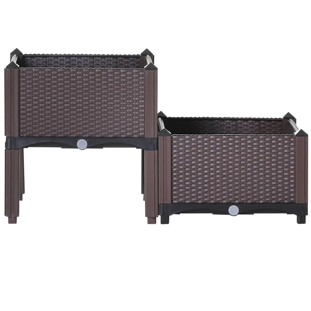 2-part raised bed in rattan look