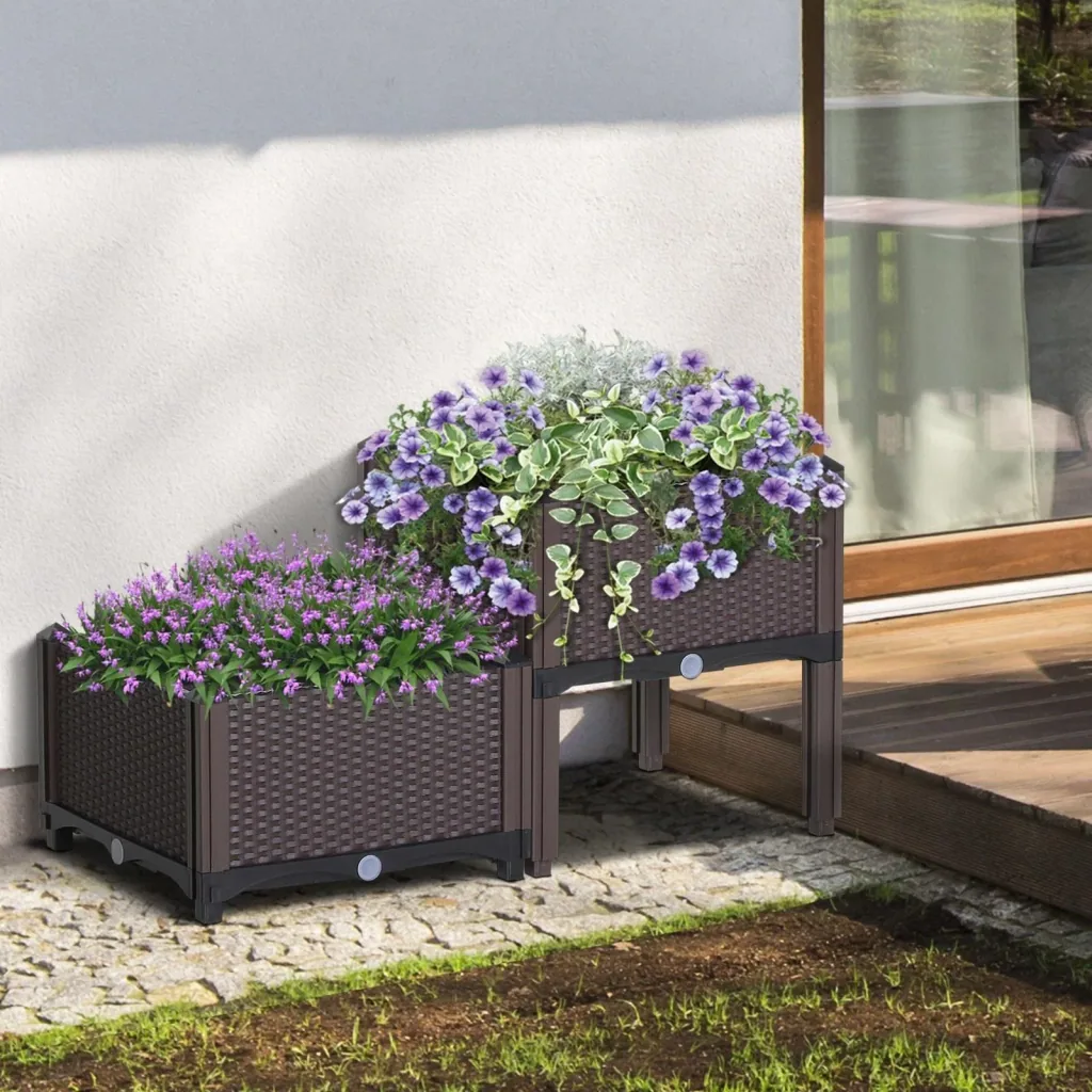 2-part raised bed in rattan look