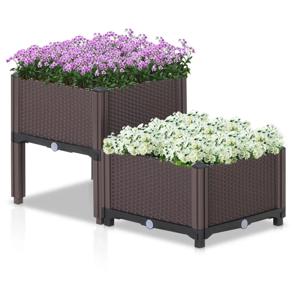 2-part raised bed in rattan look
