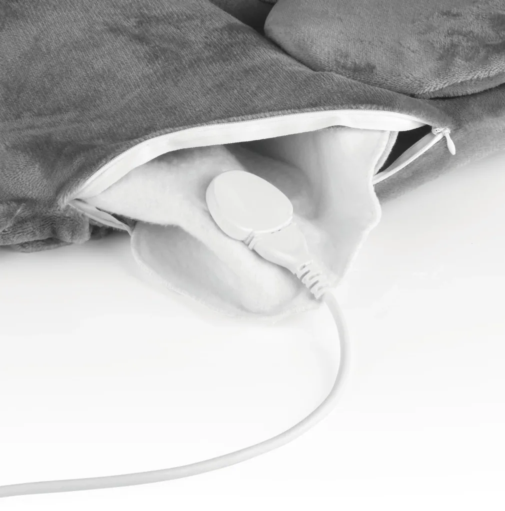 2-in-1 heated blanket with massage function, 100 watts, grey