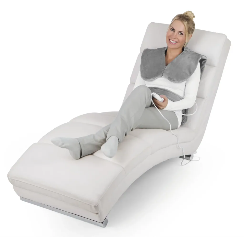 2-in-1 heated blanket with massage function, 100 watts, grey