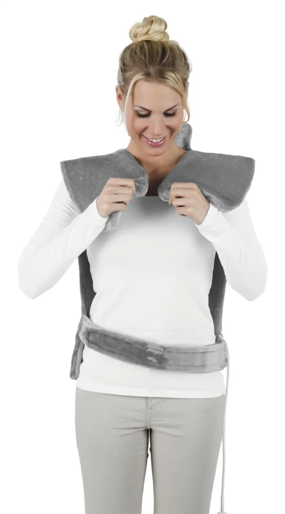 2-in-1 heated blanket with massage function, 100 watts, grey