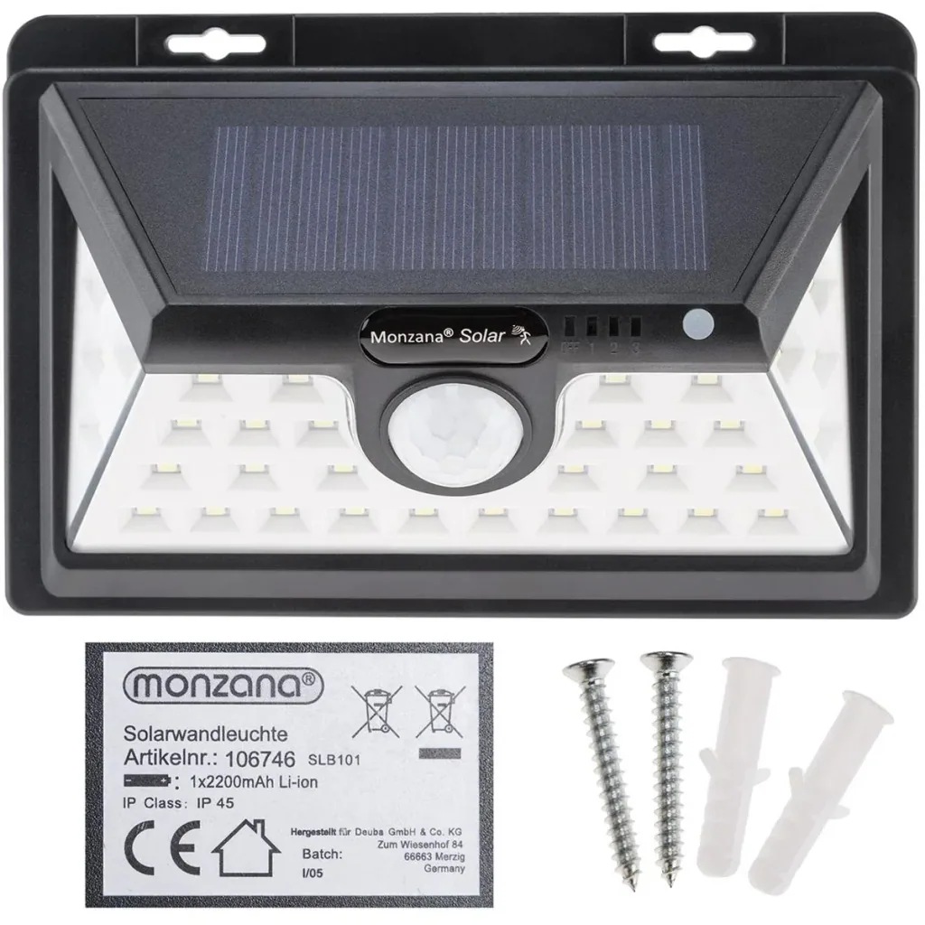 Solar wall light with motion detector 34 LEDs