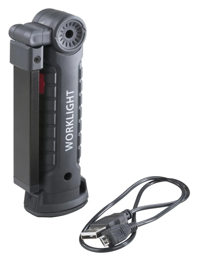 Work light with swivel arm, rechargeable
