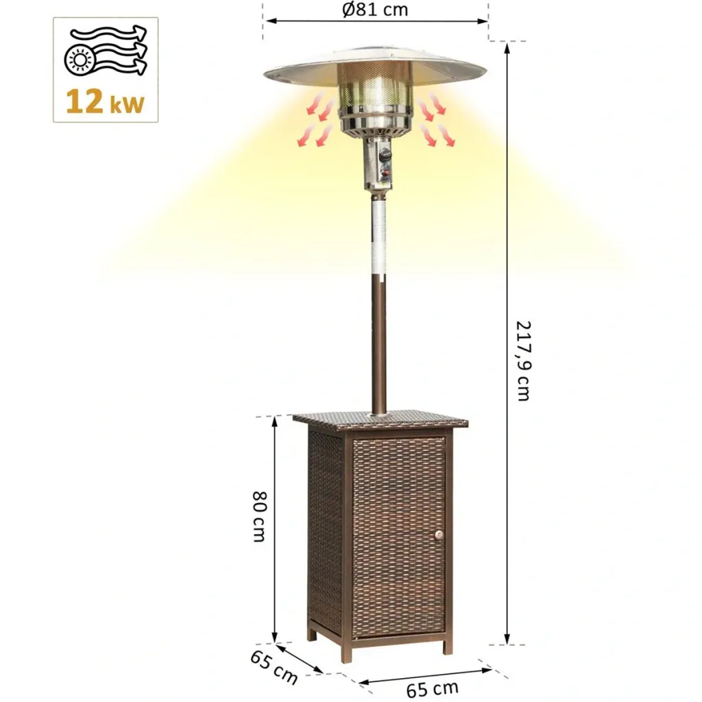 Gas patio heater silver/brown
