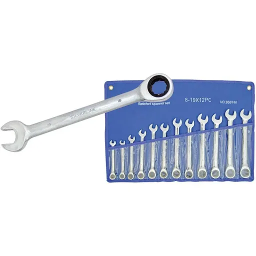 12-piece ring spanner set with fixed blade 8 - 19 mm