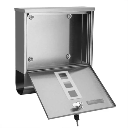 Letterbox with newspaper holder stainless steel silver