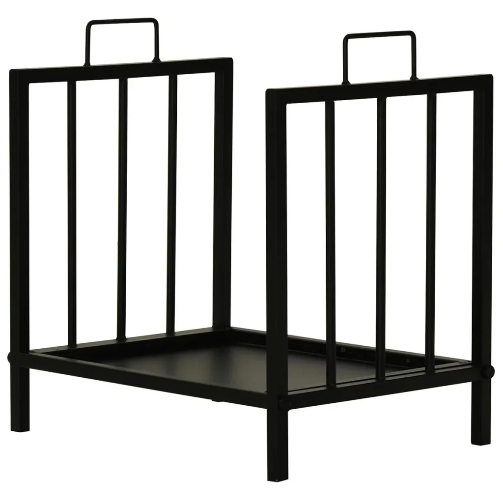 Firewood rack Firewood stand with two handles Fireplace tools 50 kg load capacity Firewood rack Fireplace tool Metal Black