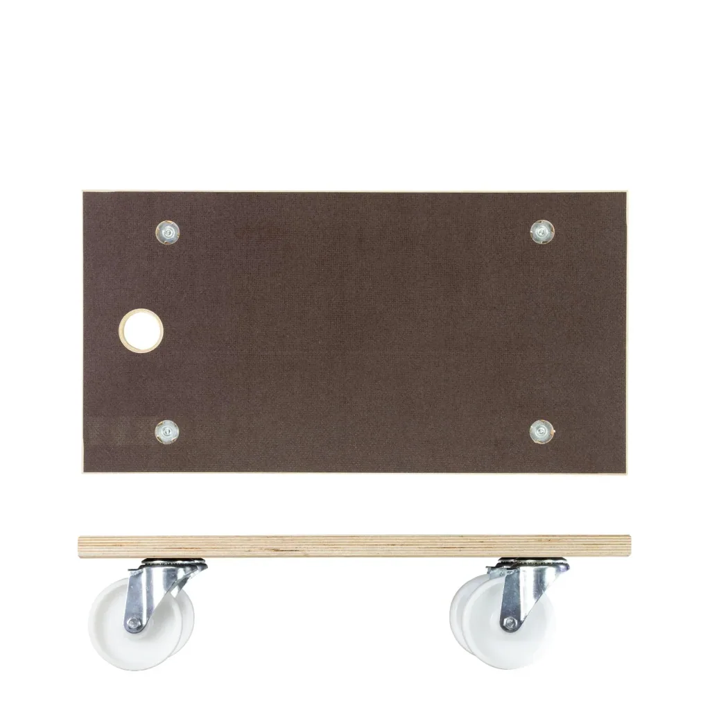 Transport aid MM 1143, 57.5 x 30 x 15 cm, hard castors Ø 100 mm, roller bearings, Maxigrip FSC® plate, load capacity 500 kg
