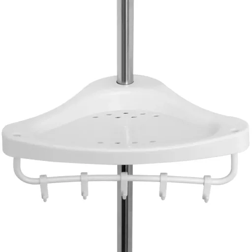 Telescopic shower shelf - stainless steel - 155-304cm + towel rail