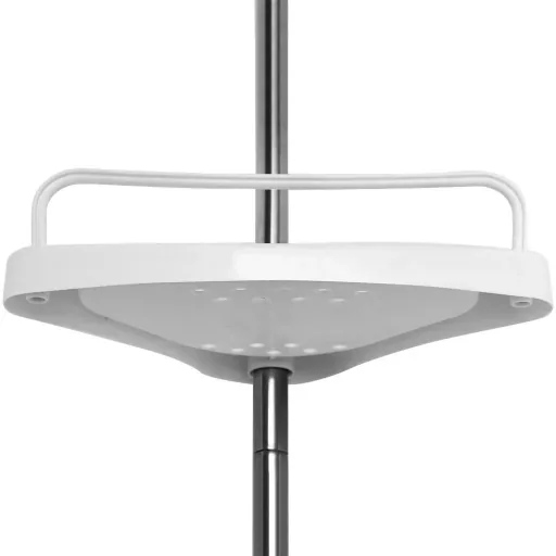 Telescopic shower shelf - stainless steel - 155-304cm + towel rail