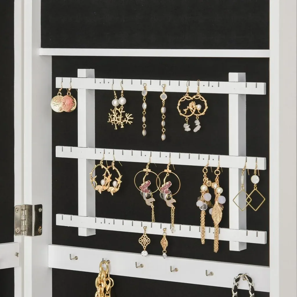Mirror with lighting and jewelry cabinet