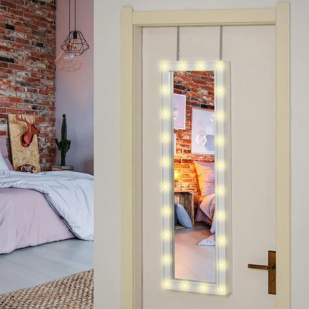 Mirror with lighting and jewelry cabinet