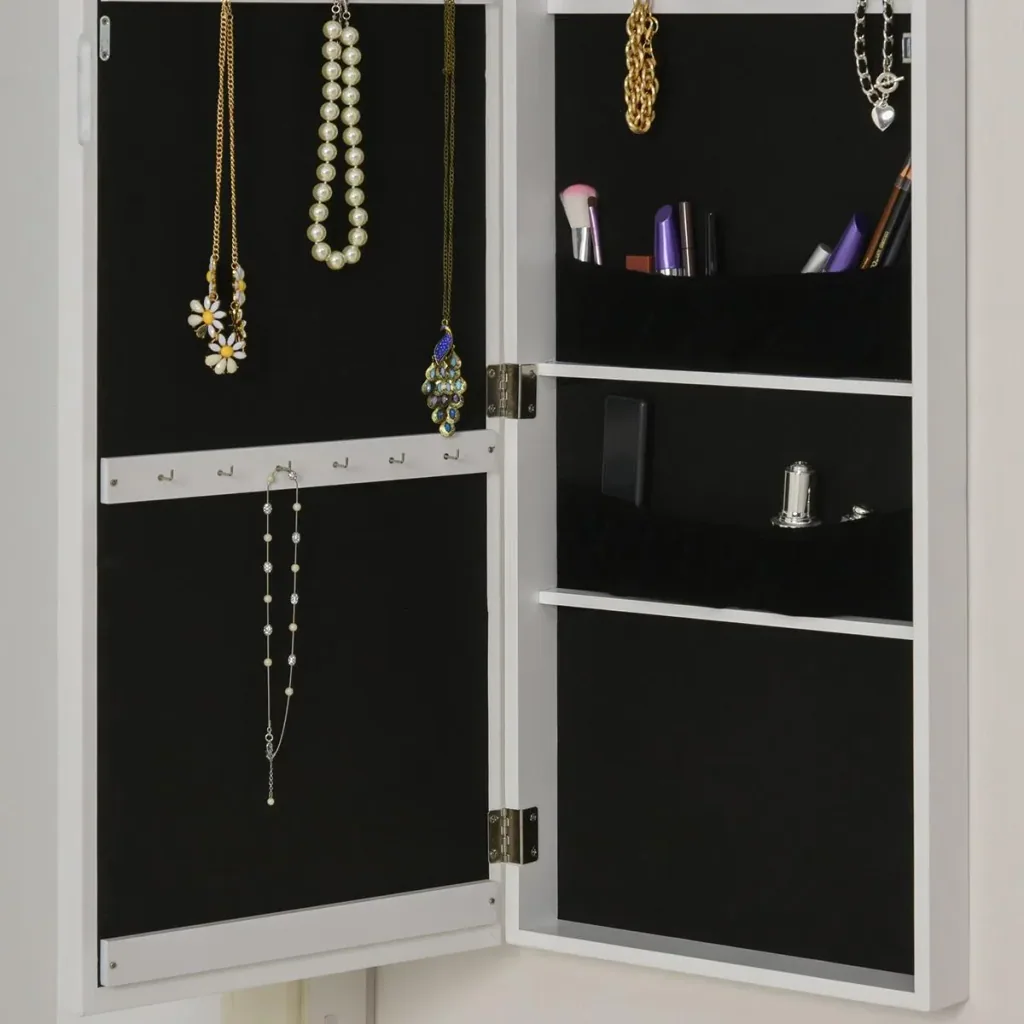 Mirror with lighting and jewelry cabinet