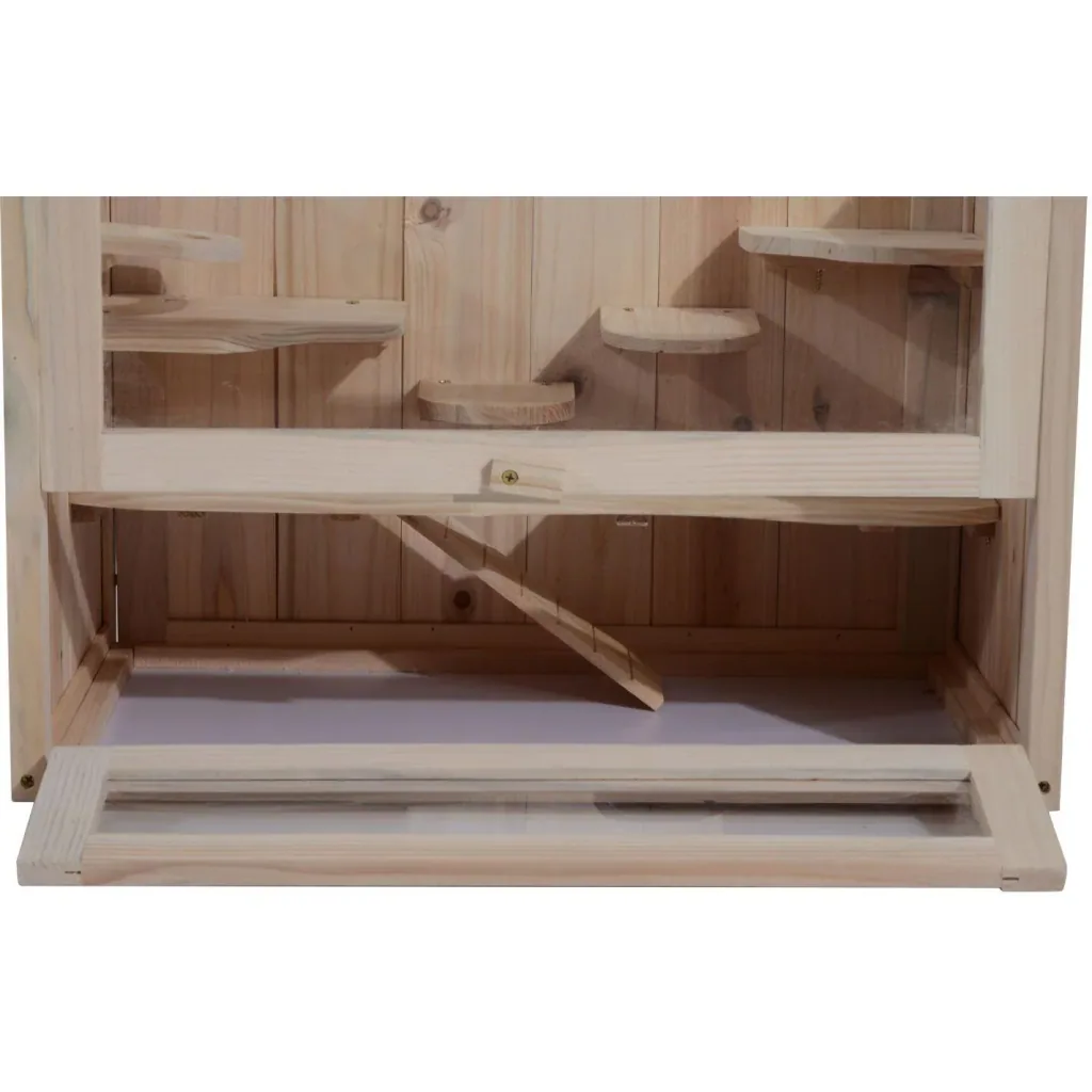 Hamster cage, mouse cage, rodent cage, wood, 60 x 35 x 42 cm