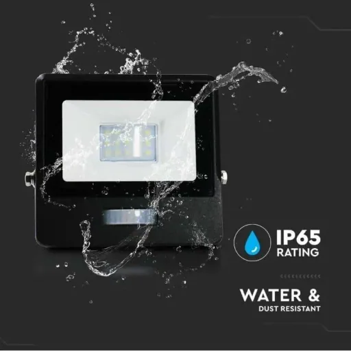 VT-128S LED Floodlight with Sensor - 20 W - 1510 Lm - 6500K - Black