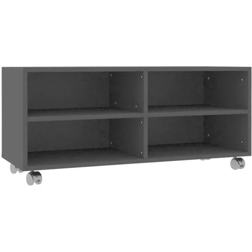 TV cabinet with wheels 90x35x35 cm chipboard black