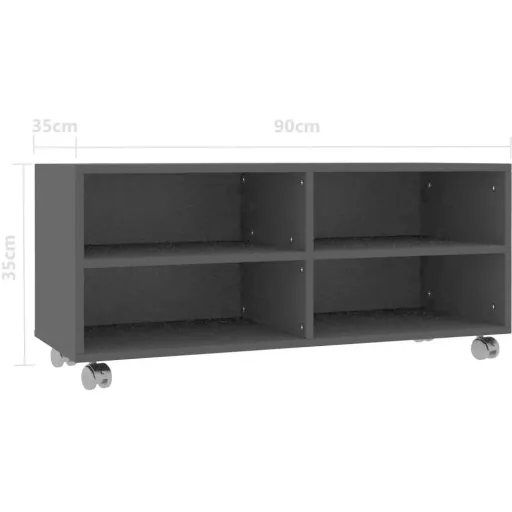 TV cabinet with wheels 90x35x35 cm chipboard black