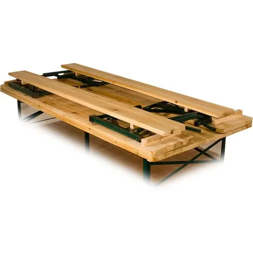 Beer bench set 3-piece with backrest & extra wide table 70cm
