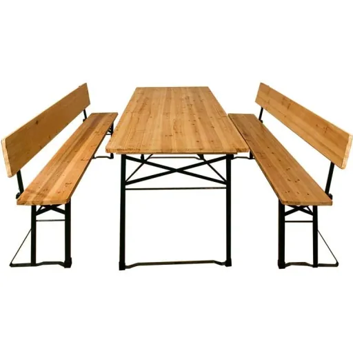 Beer bench set 3-piece with backrest & extra wide table 70cm