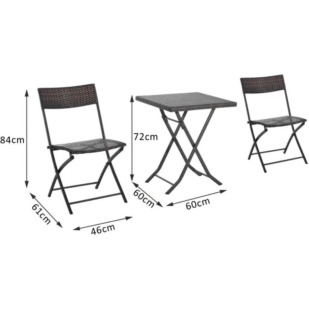 Bistro set polyrattan 3 pcs, seating set balcony set