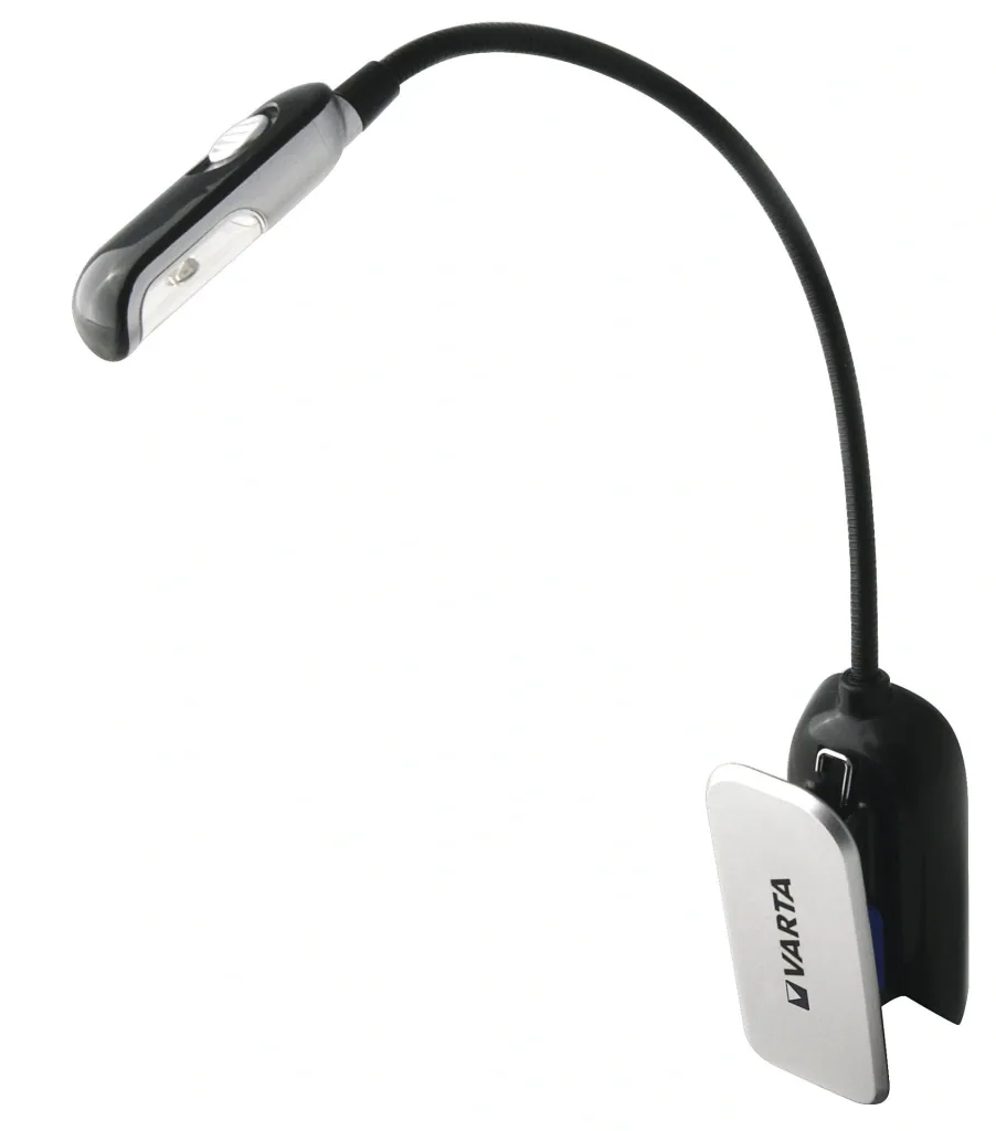 LED Booklight - reading light with clamp holder, including batteries