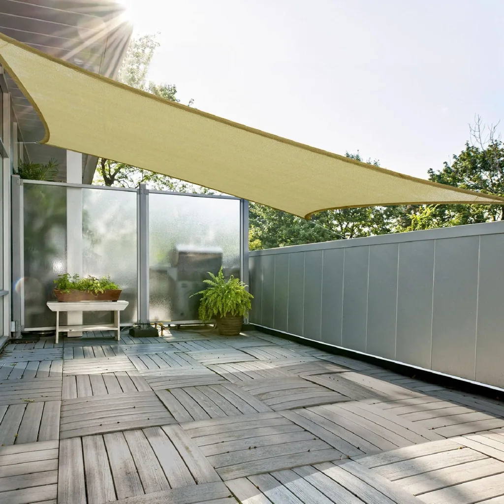 Sun sail (3x3m sand) rectangles HDPE - breathable
