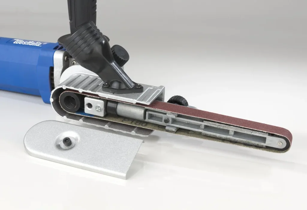 File attachment for angle grinders with straight and curved arms