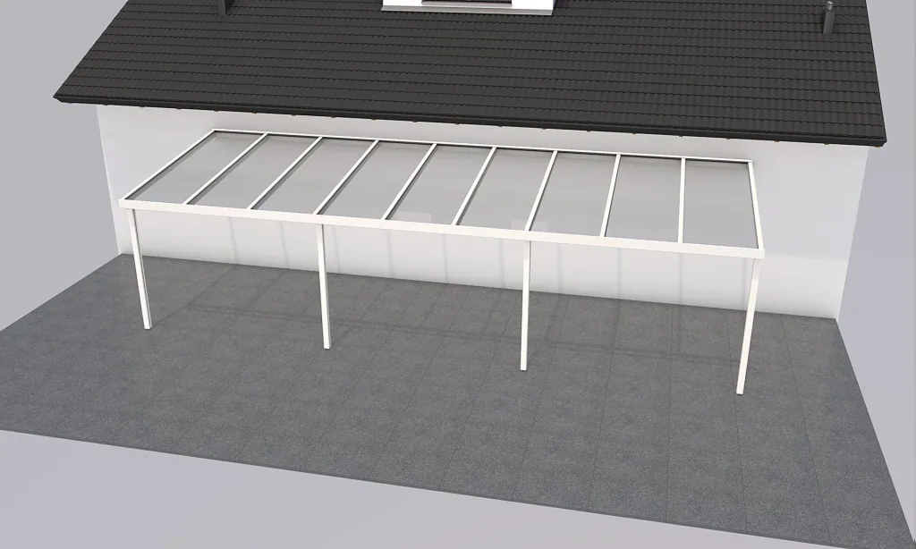 Patio roof Premium, white, 9135 x 3060 mm - 10 mm laminated safety glass (VSG)