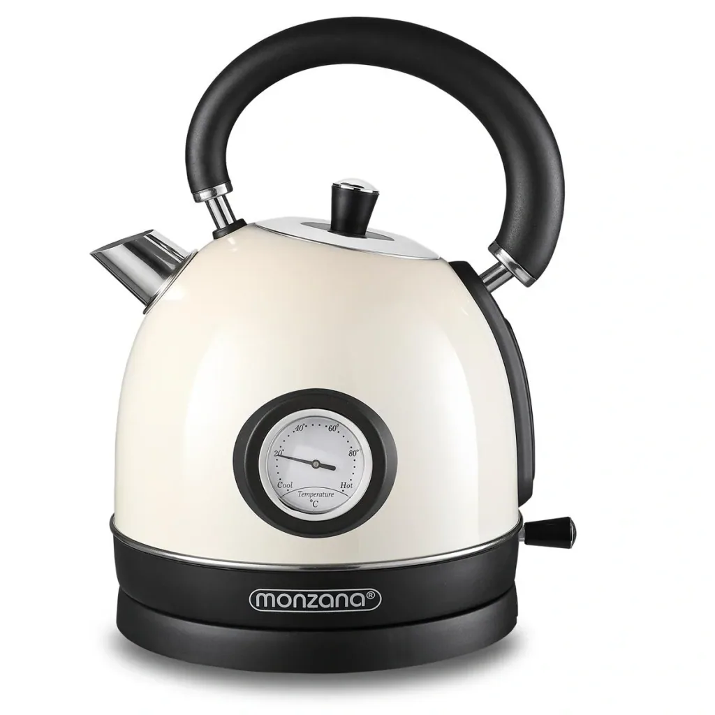 Retro-style stainless steel kettle, cream-colored, 1.8L - 2200W