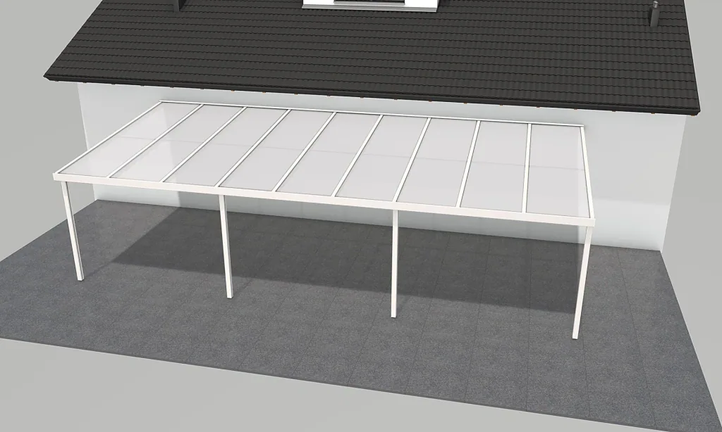 Patio roof Premium, white, 9135 x 4060 mm - Polycarbonate multi-wall sheets 16 mm, opal