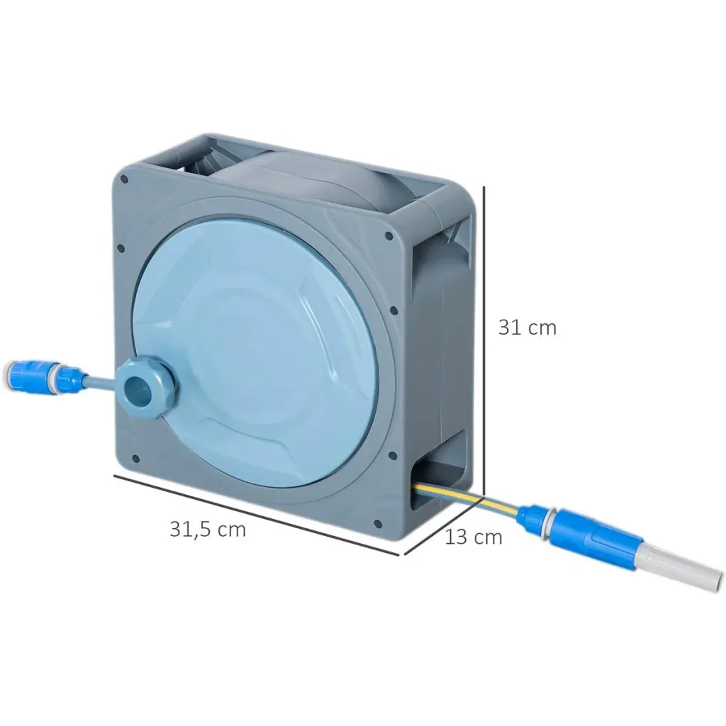 Hose reel - 10 meters - gray/blue - 31.5 x 13 x 31 cm