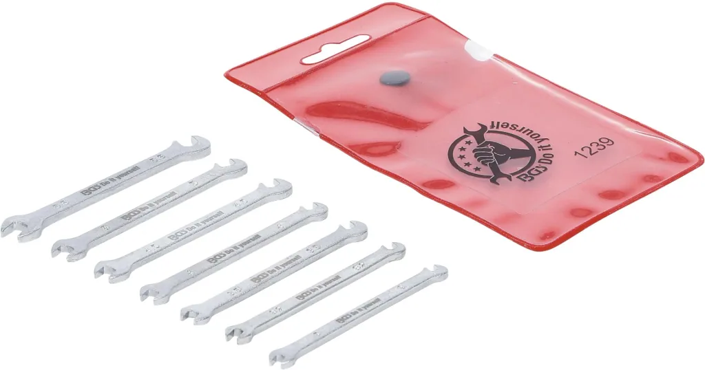 Double open-end wrench set, mini, 7 pieces