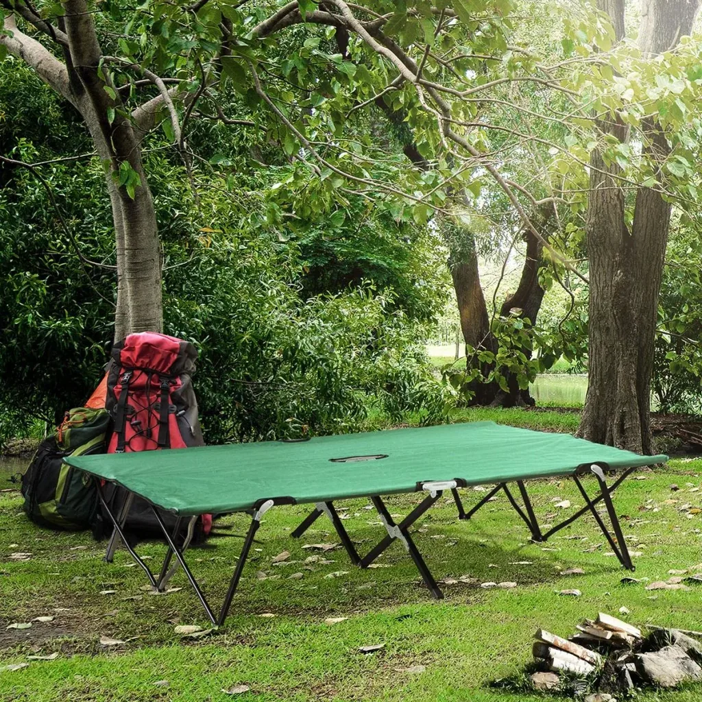 Folding camping bed for 2 people