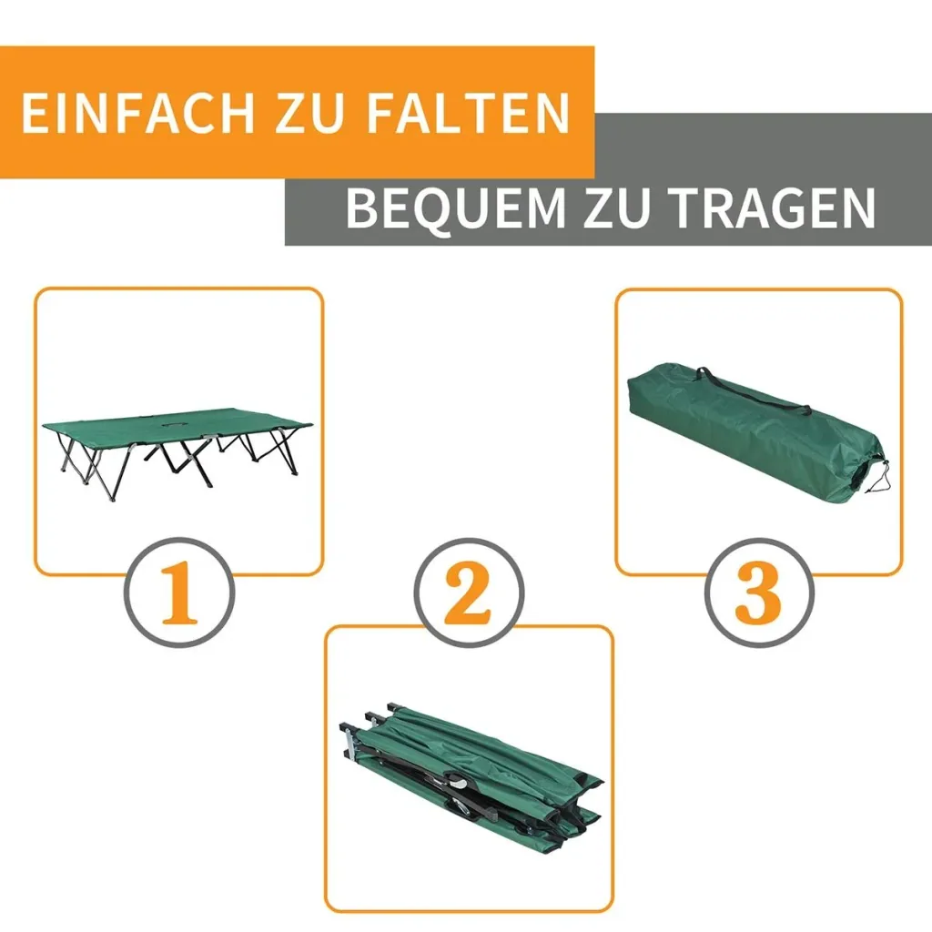 Folding camping bed for 2 people