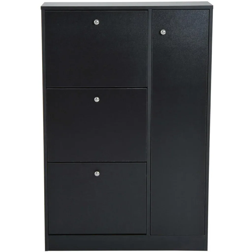 Shoe cabinet shoe rack 3 flaps 28 pairs black