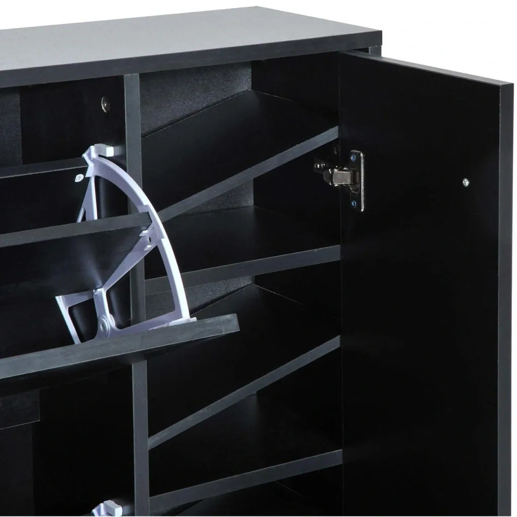 Shoe cabinet shoe rack 3 flaps 28 pairs black