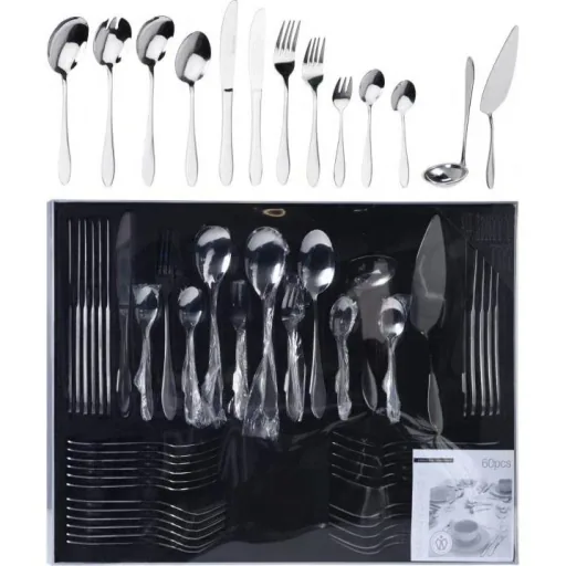 Excellent Houseware cutlery set for 6 people - 60 pieces - stainless steel