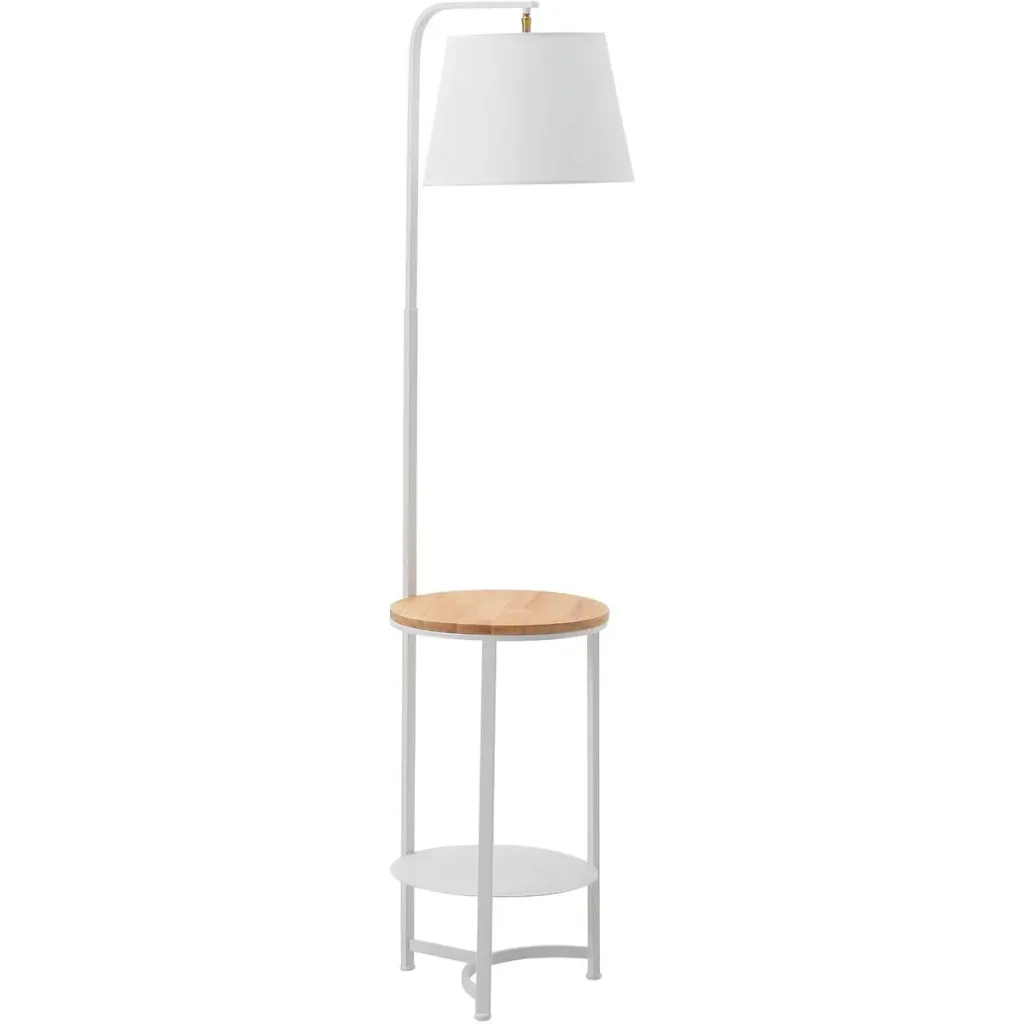 Floor lamp floor lamp side table with 2 shelves interior lighting E27 for living room bedroom office metal MDF Ttery