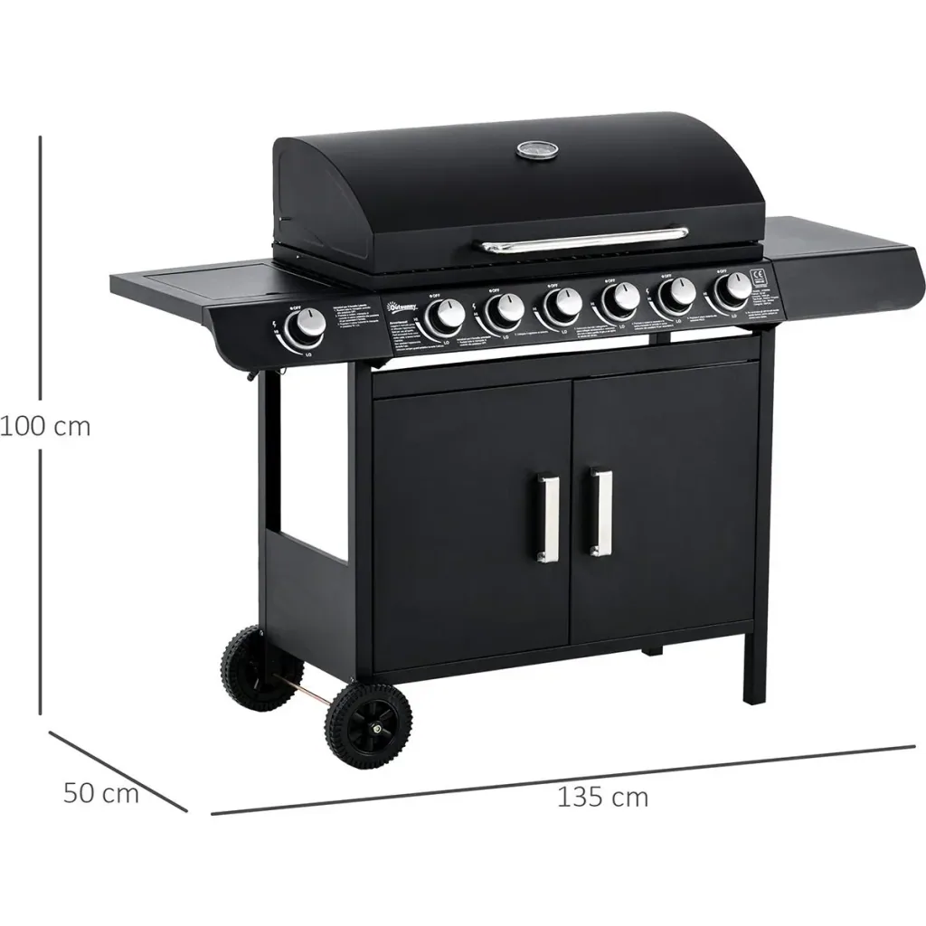 Grill cart with storage cabinet black