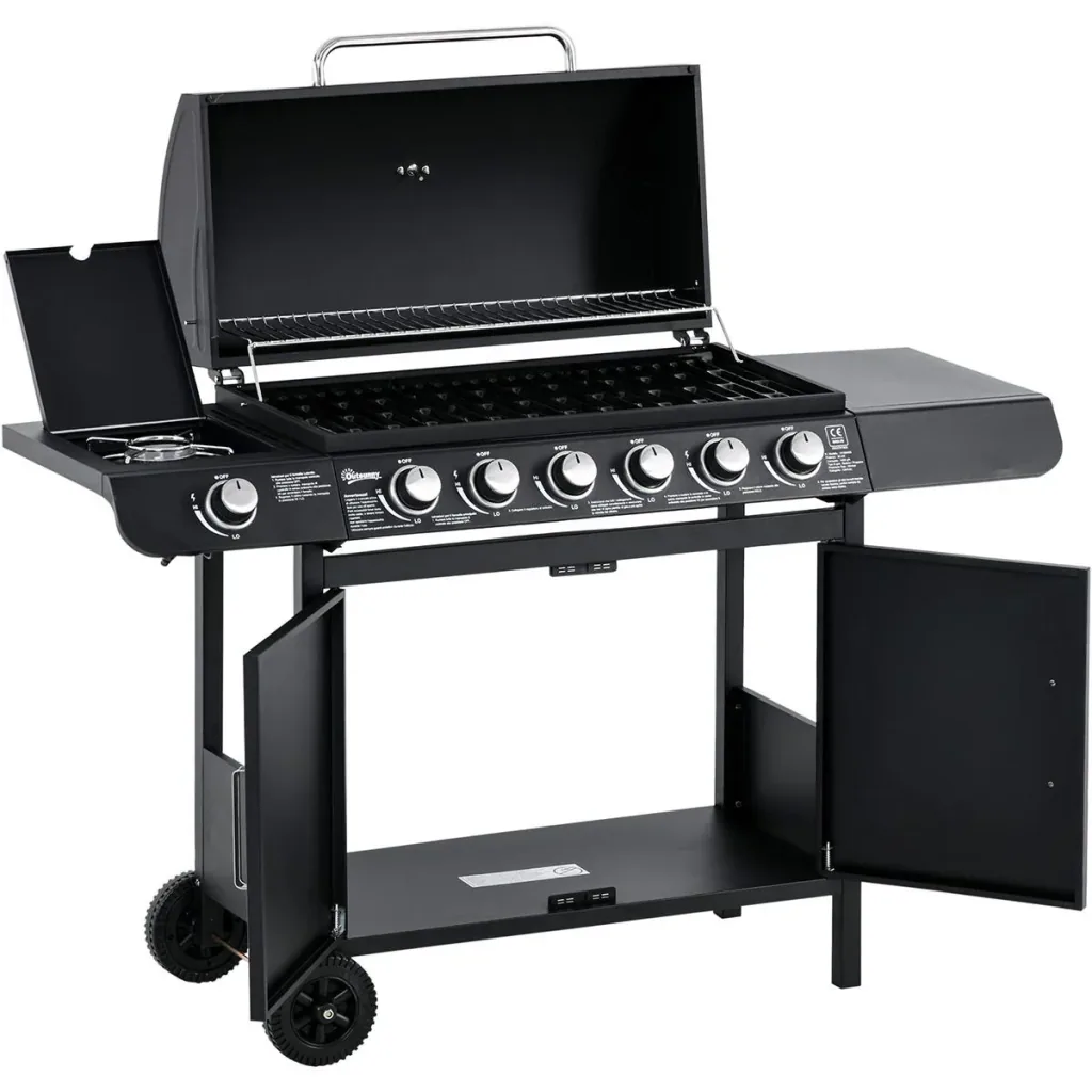 Grill cart with storage cabinet black