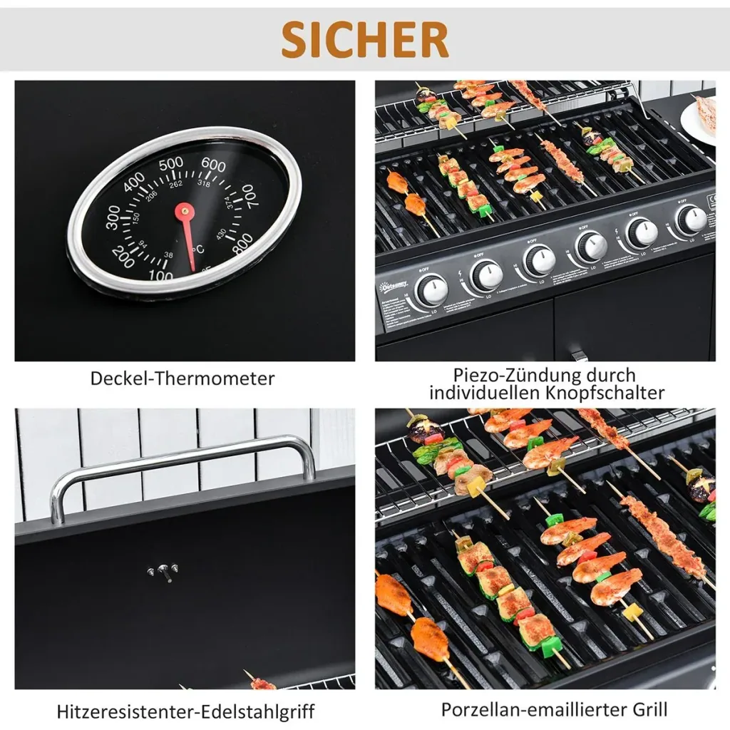 Grill cart with storage cabinet black