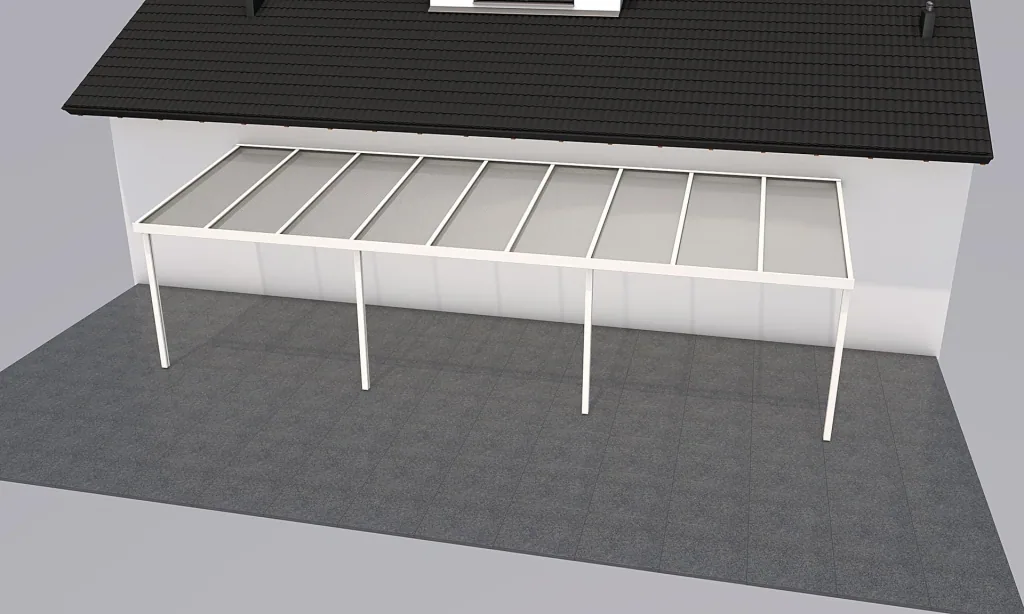 Patio roof Premium, white, 9135 x 3060 mm - Acrylic multi-wall sheets 16 mm, clear