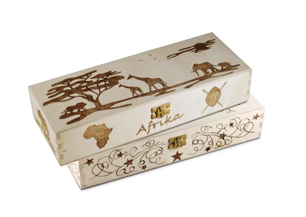 Pyrography set with 9 attachments in a wooden box