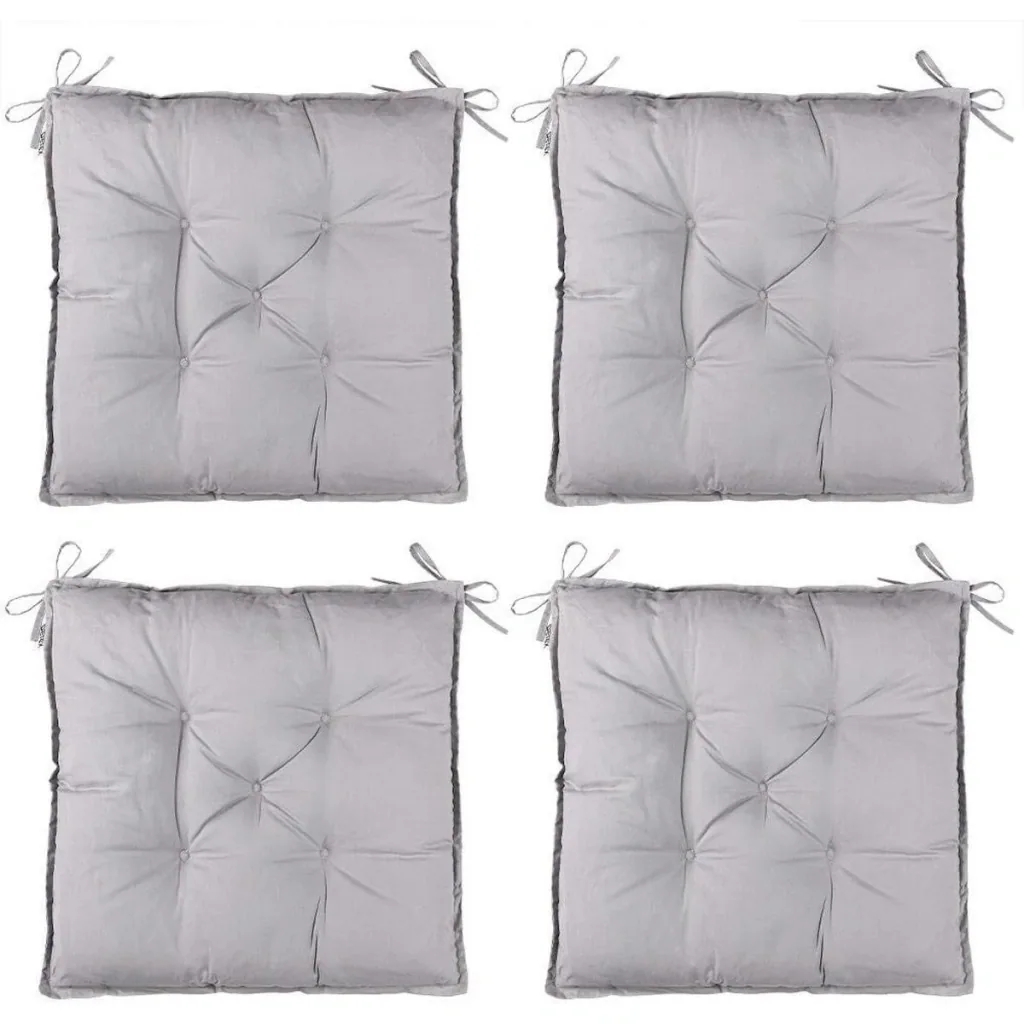 Chair cushions - garden chair cushions - set of 4, light grey